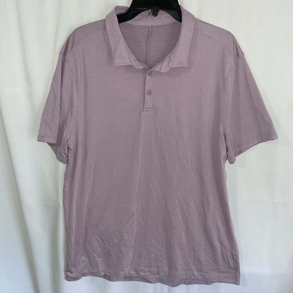 Lululemon Metal Vent Tech Polo Shirt Lavender Mens Large Performance